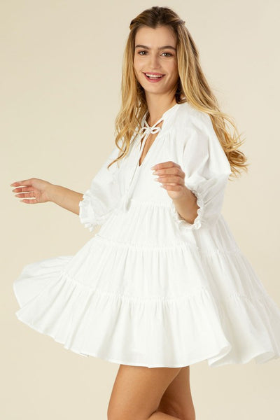 Tiered Cotton Mini Dress